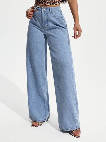 Effortless Relaxed Wide Leg Jeans for Women with High Waist Flowing Style
