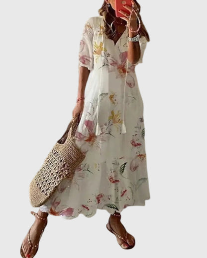 Effortless Maxi Dress for Women with V Neck Vintage