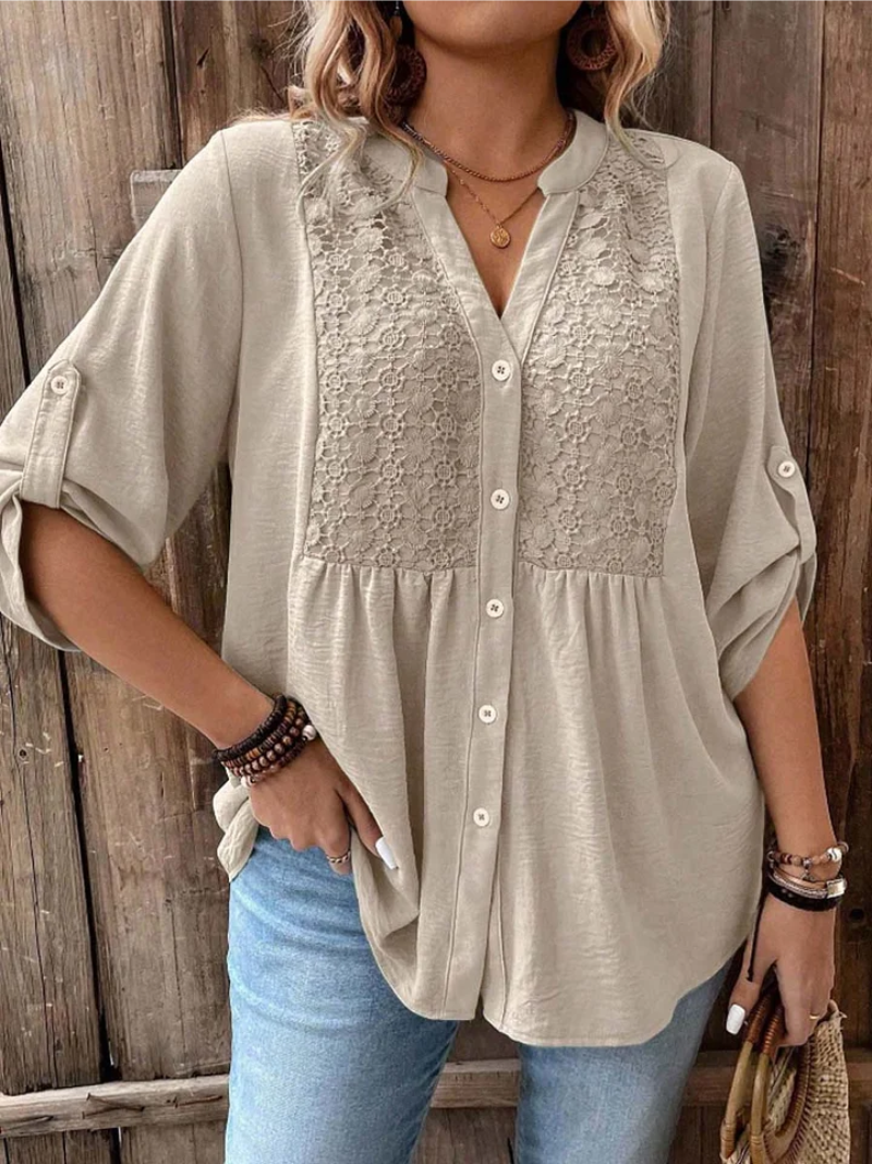 Stylish Blouse for Women with V Neck Wide Sleeve