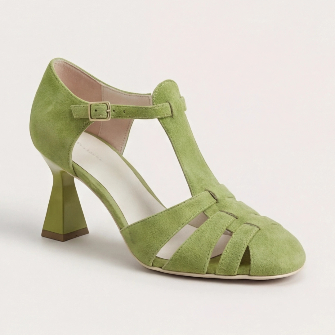 Comfortable Green Heels for Women with Closed Toe Cushioned Style