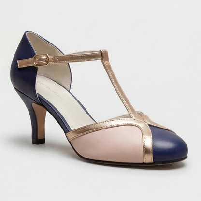 Comfortable Heels for Women with Closed Toe T Strap Cushioned Style