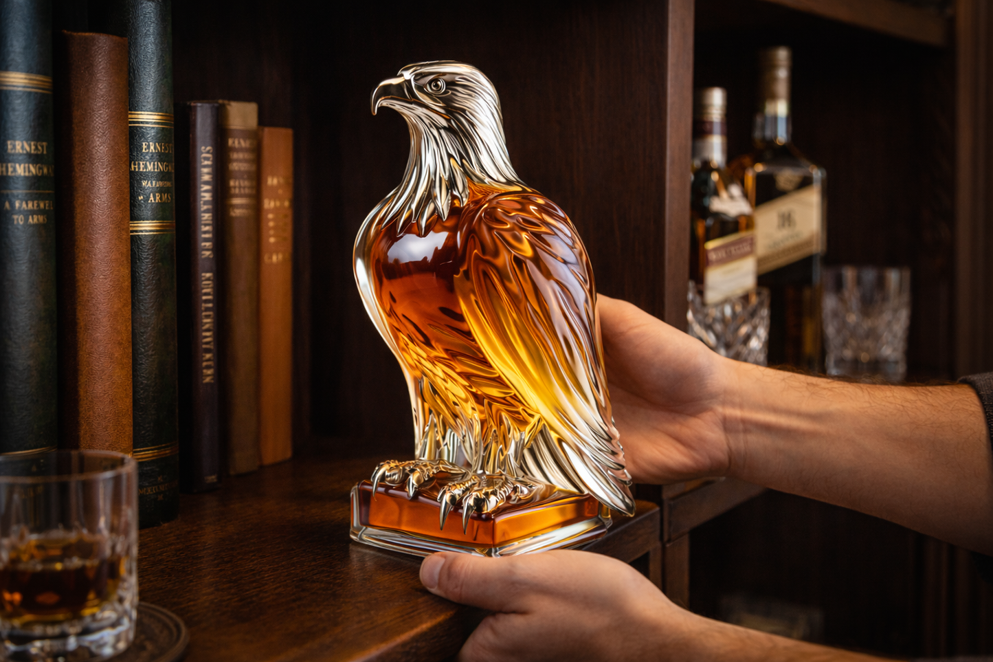 Effortless Whisky Decanter Bottle Gift Set with Eagle Design