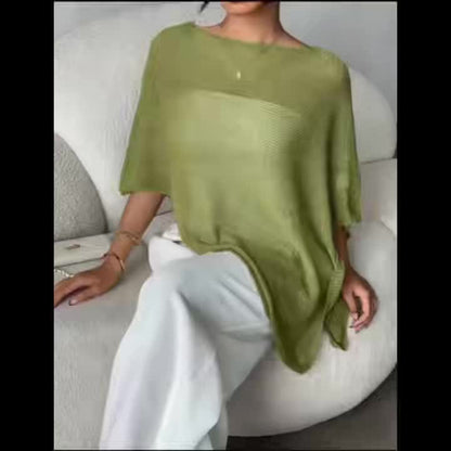 Effortless Poncho Shirts for Women with Asymmetric Hem Oversized Knit Style