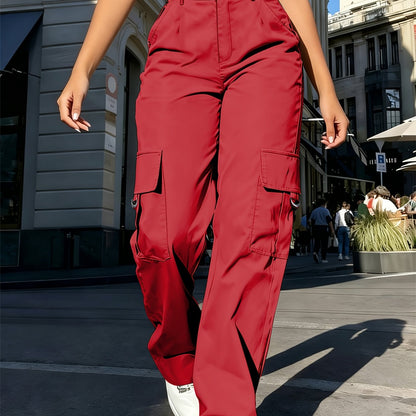 Effortless Cargo Pants for Women with High Waist Wide Leg Pocket Style