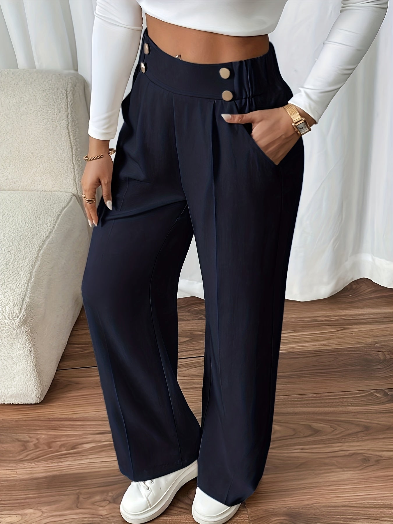 Effortless Trousers for Women with High Waist Pockets