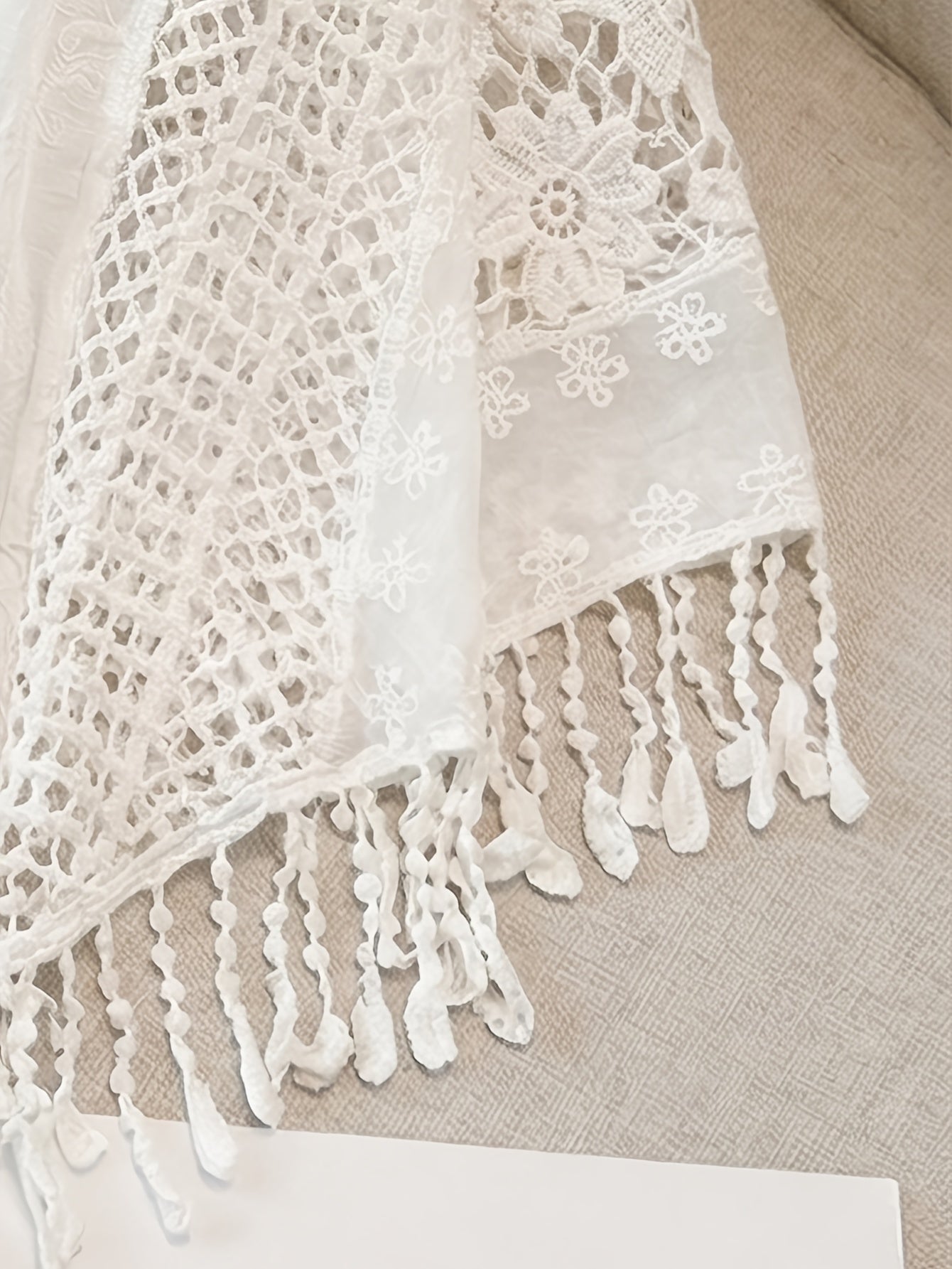 Effortless Ivory Poncho Shirts for Women with Crochet Fringe Hem Style