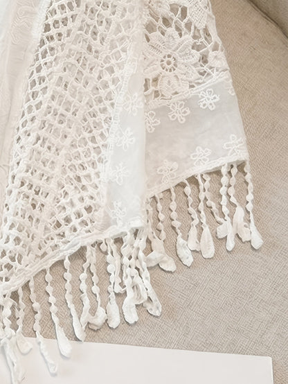 Effortless Ivory Poncho Shirts for Women with Crochet Fringe Hem Style