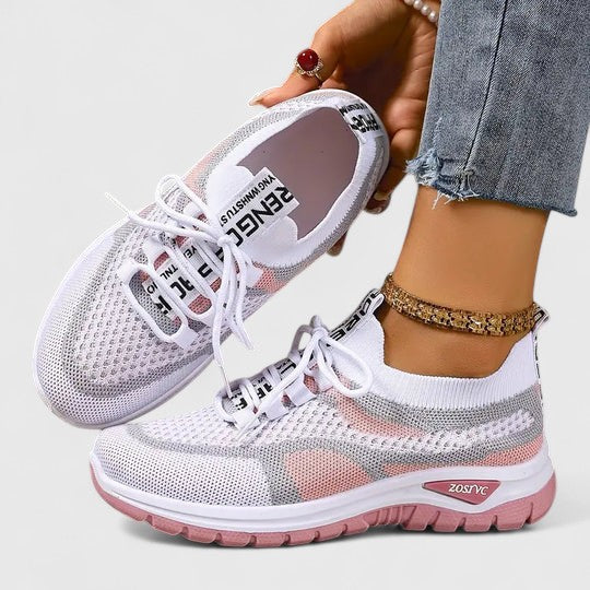 Comfortable Orthopedic Sneakers for Women with Mesh Upper Lace Up Platform Sole Walking Casual Style