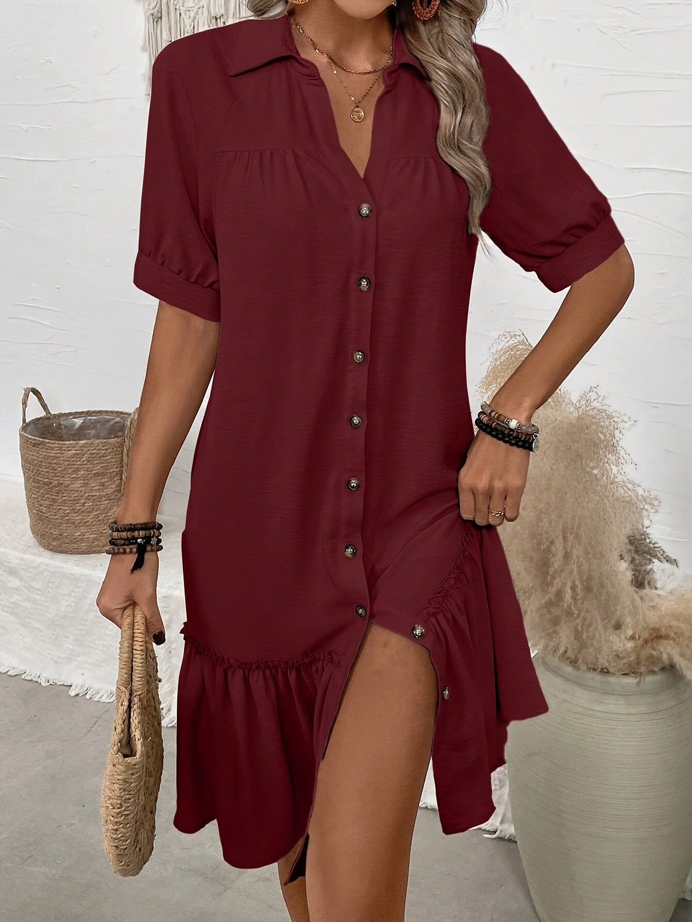 Stylish Midi Dress for Women with Pleated