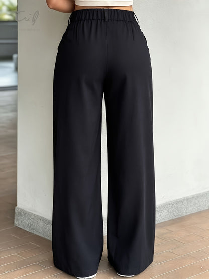 Elegant Wide Leg Trousers for Women with High Waist Pleated Tailored Style