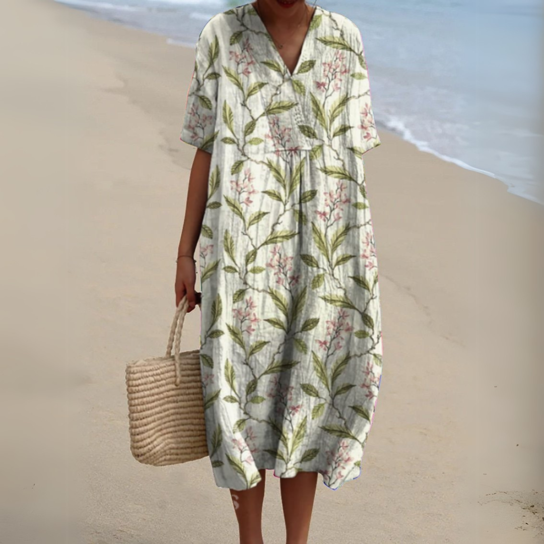 Effortless Flowy Floral Mini Dress for Women with V Neck