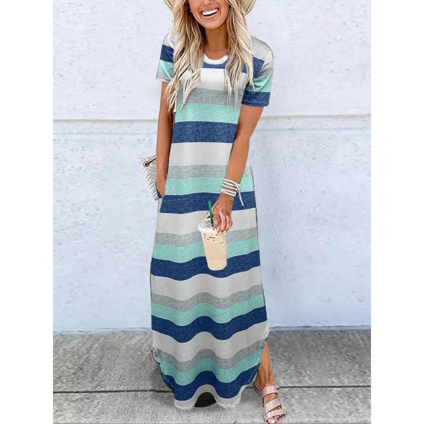 Stylish Maxi Dress for Women with Round Neck
