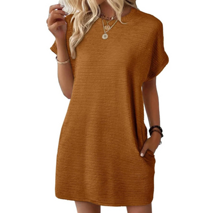 Effortless Flowy Mini Dress for Women with Round Neck