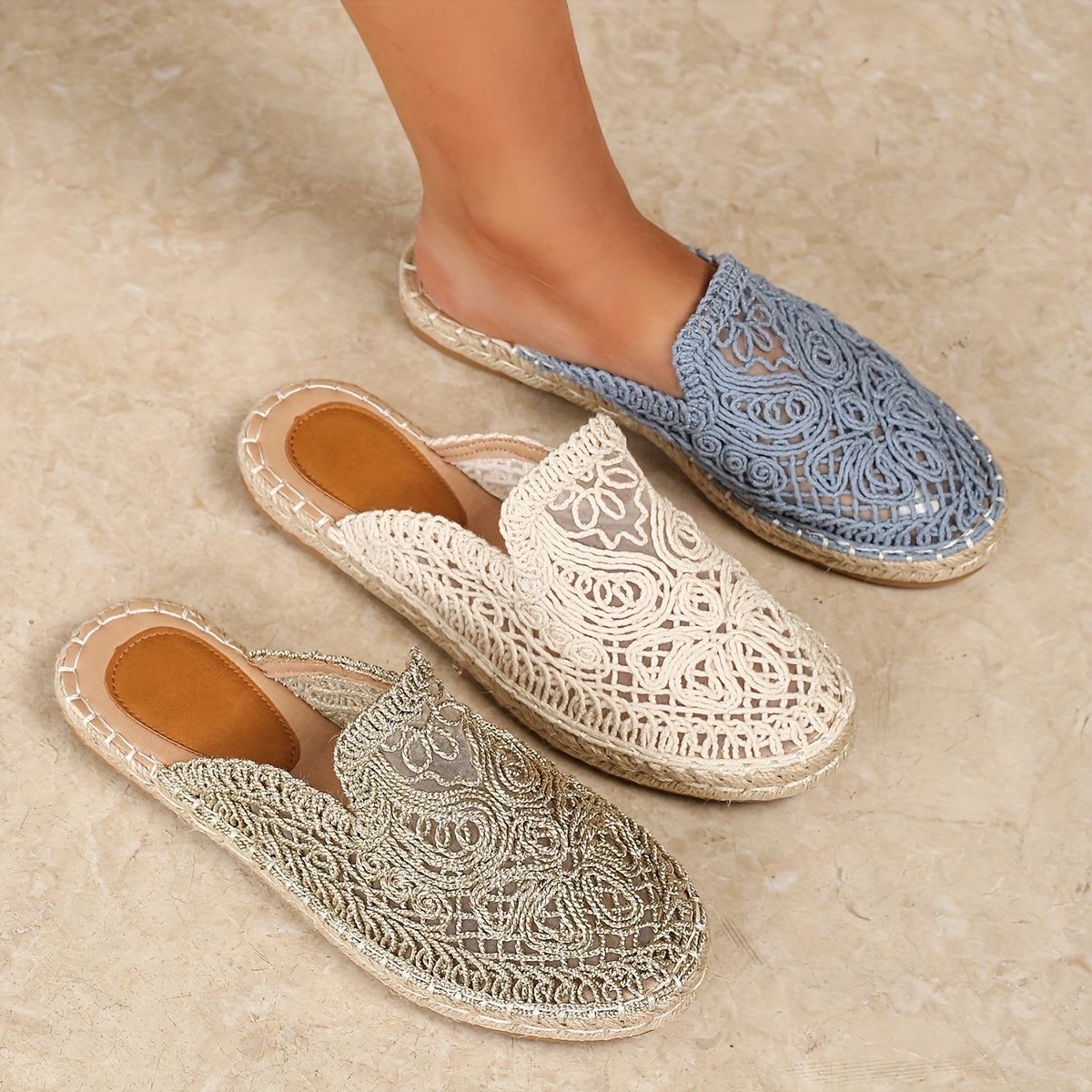 Comfortable Mules for Women with Slip On Woven Cushioned Style