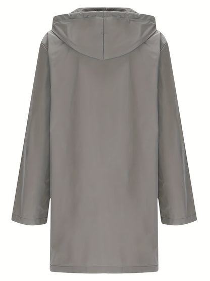 Effortless Hooded Jacket for Women with Button Front Longline Patch Pocket Style
