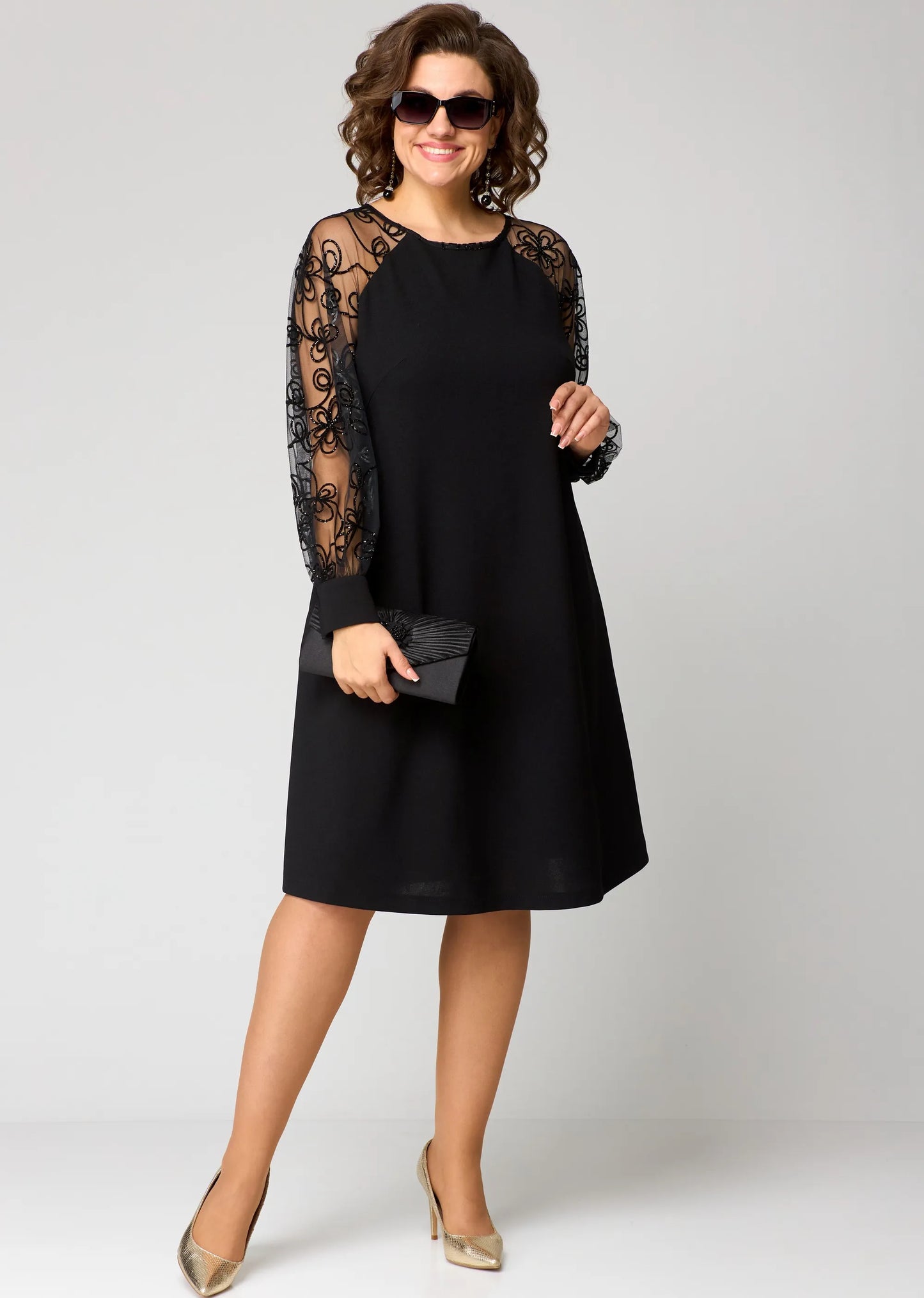 Effortless Black Floral Lace Mini Dress for Women