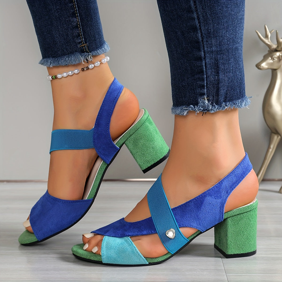 Comfortable Heels for Women with Orthopedic Block Heel Open Toe Style