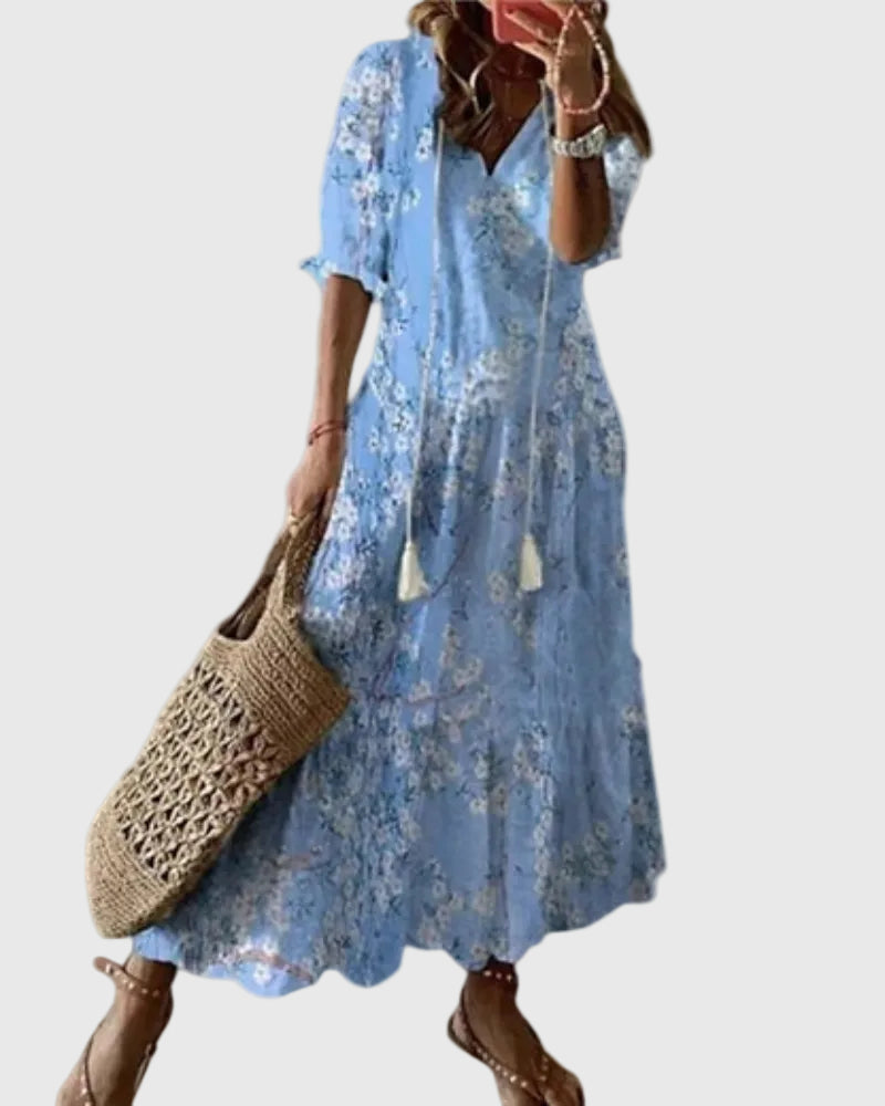 Effortless Maxi Dress for Women with V Neck Vintage