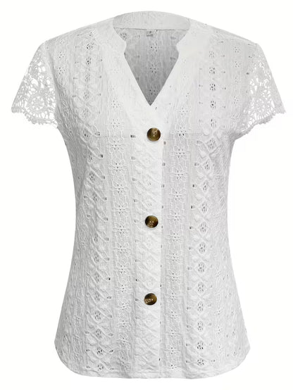 Stylish Patchwork Blouse for Women with V Neck