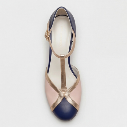 Comfortable Heels for Women with Closed Toe T Strap Cushioned Style