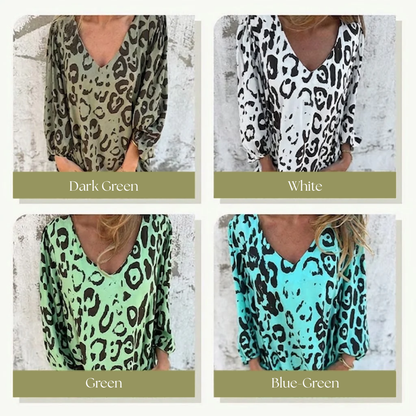 Elegant Leopard Mini Dress for Women with V Neck
