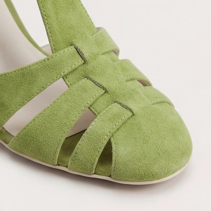 Comfortable Green Heels for Women with Closed Toe Cushioned Style