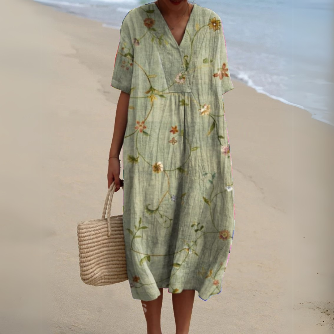 Effortless Flowy Floral Mini Dress for Women with V Neck