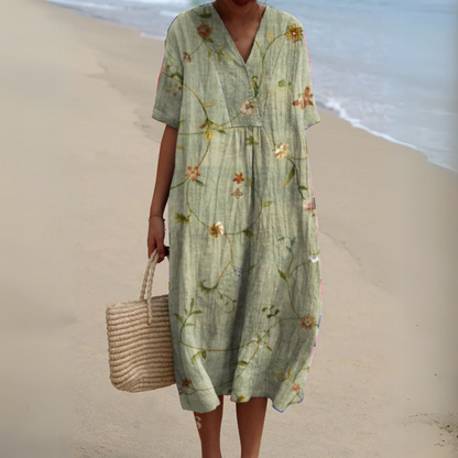 Effortless Flowy Floral Mini Dress for Women with V Neck