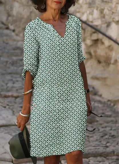 Effortless Mini Dress for Women with Split Neck Vintage