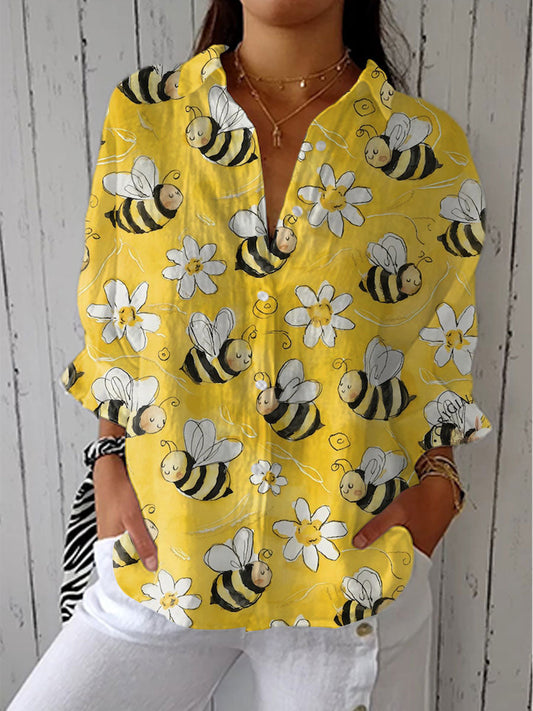 Elegant Floral Blouse for Women with Button Down