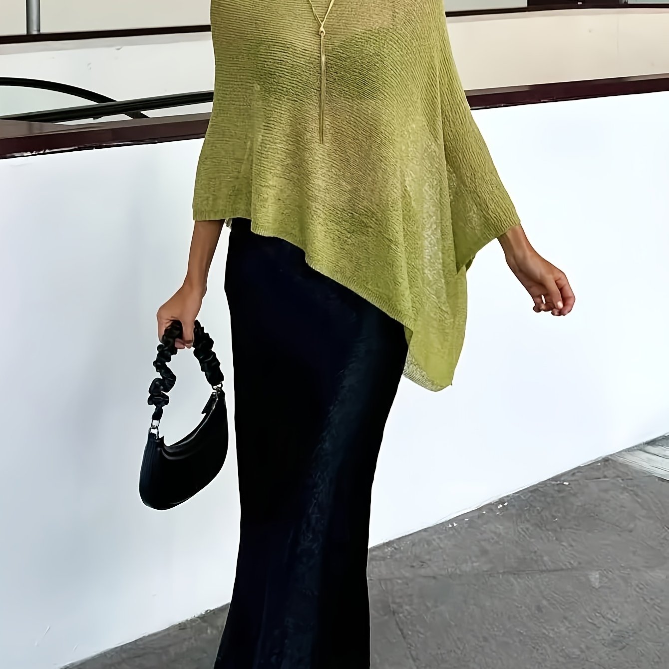 Elegant Poncho Shirts for Women with Half Zip Long Sleeve Asymmetric Hem Style