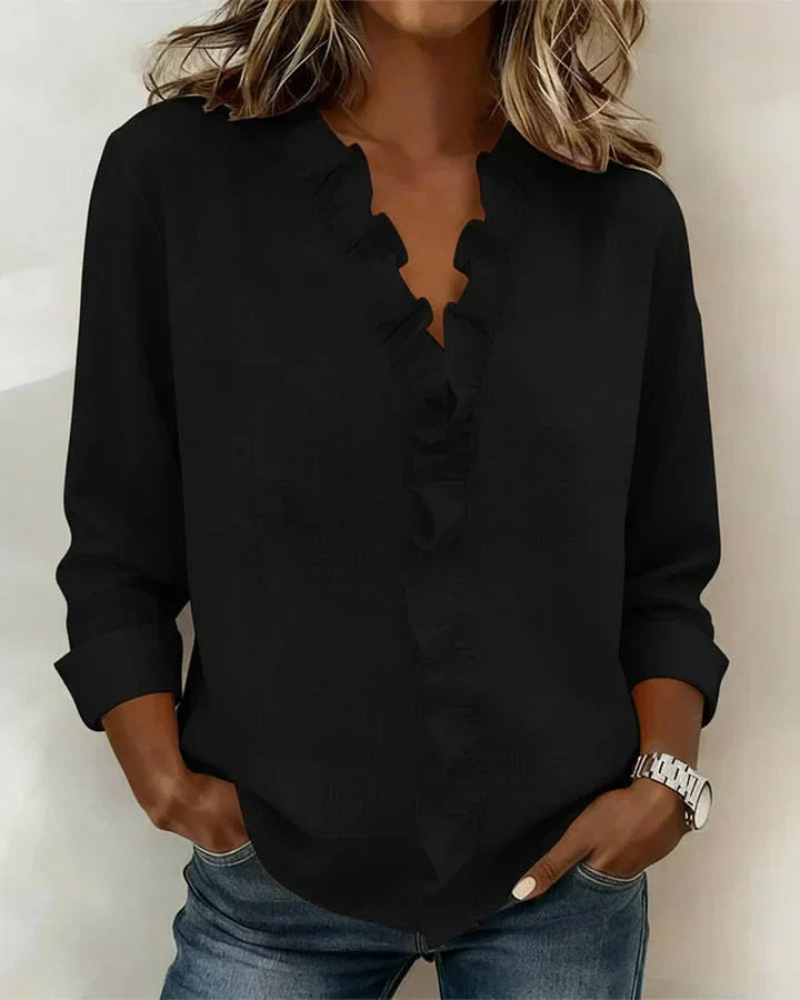 Stylish Blouse for Women with V Neck Long Sleeve