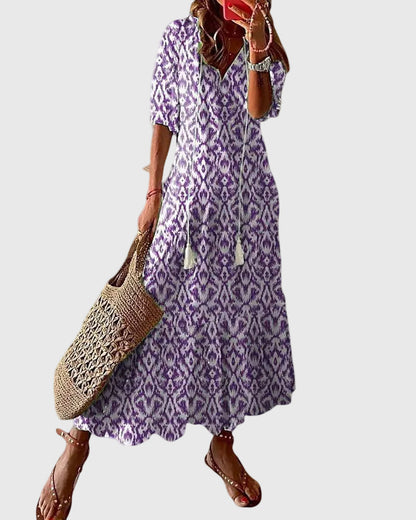 Effortless Maxi Dress for Women with V Neck Vintage