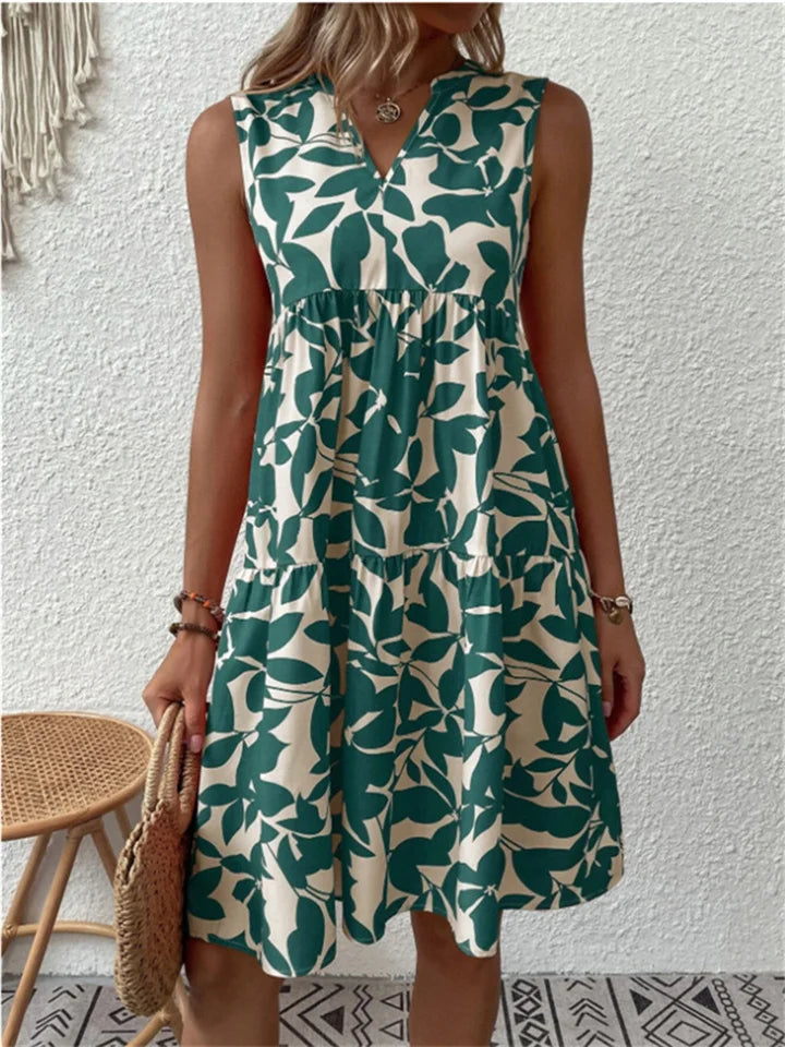 Effortless Floral Mini Dress for Women with V Neck A Line