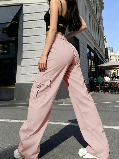 Effortless Cargo Pants for Women with High Waist Wide Leg Pocket Style