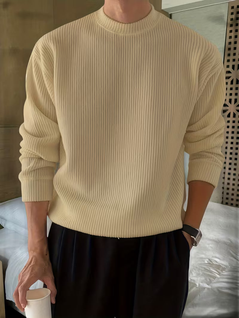 Classic Ribbed Shirt for Men with Long Sleeve
