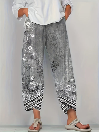 Comfortable Pants for Women with Cropped Elastic Waist