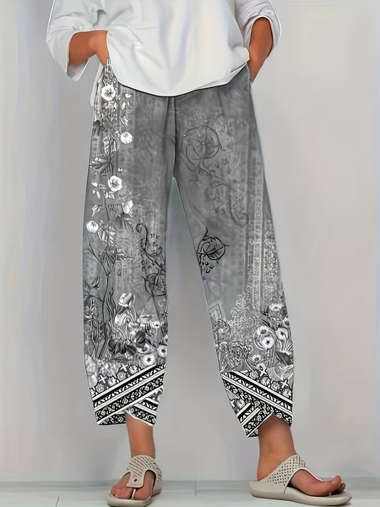 Comfortable Pants for Women with Cropped Elastic Waist
