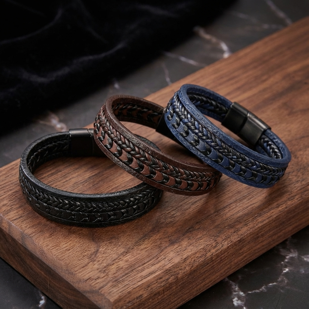 Elegant Bracelet for Men with Braided Viking Design