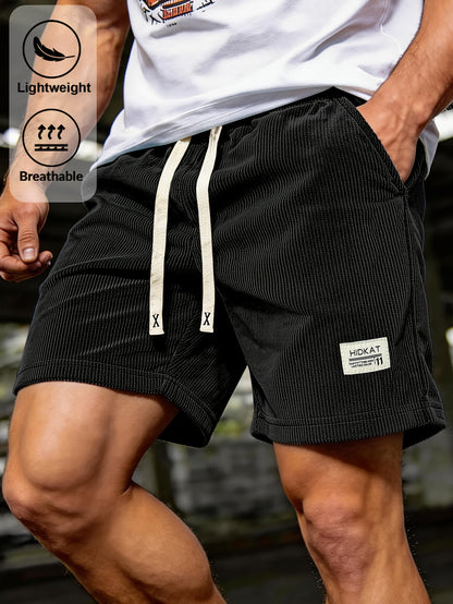 Stylish Ribbed Shorts for Men with Drawstring Pockets