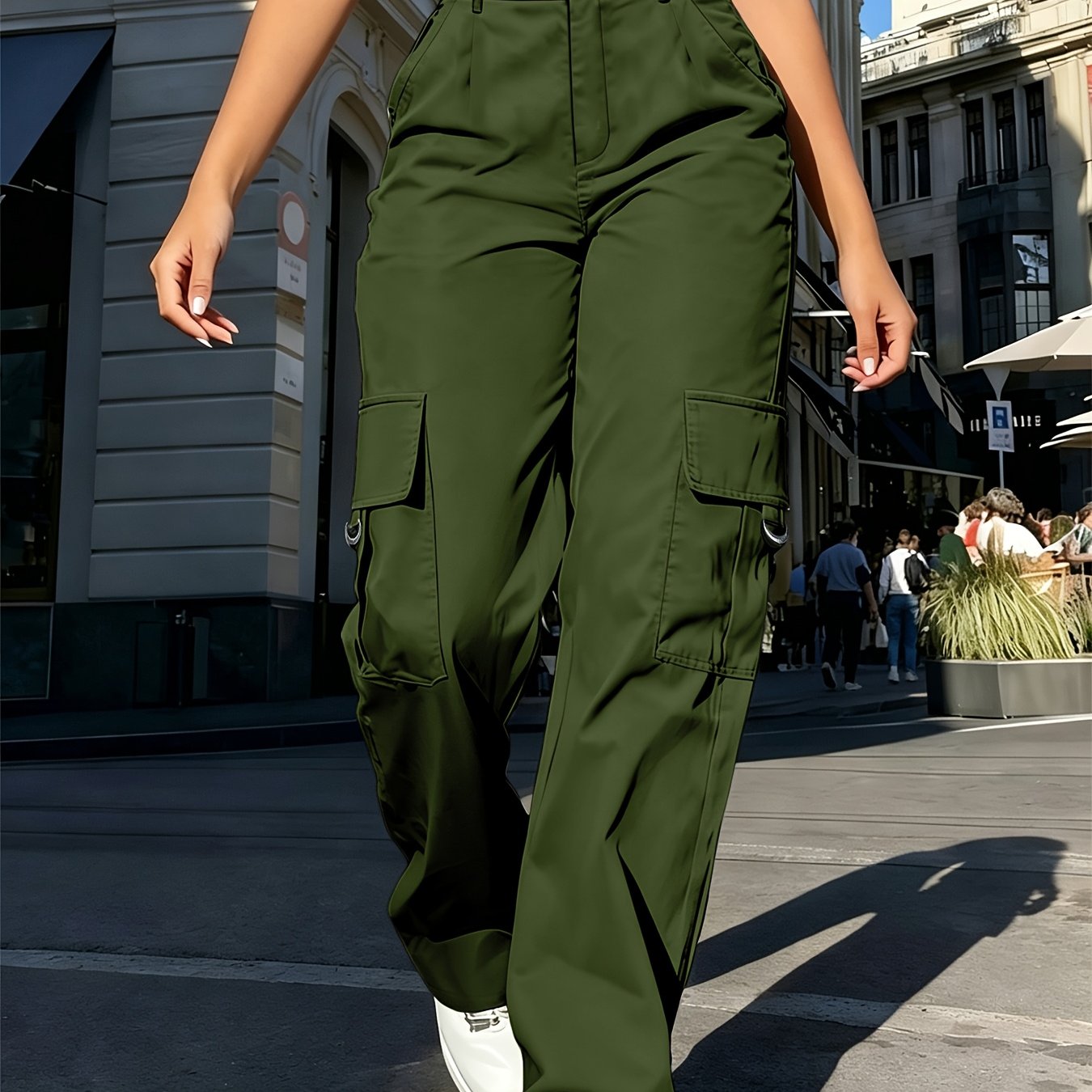 Effortless Cargo Pants for Women with High Waist Wide Leg Pocket Style