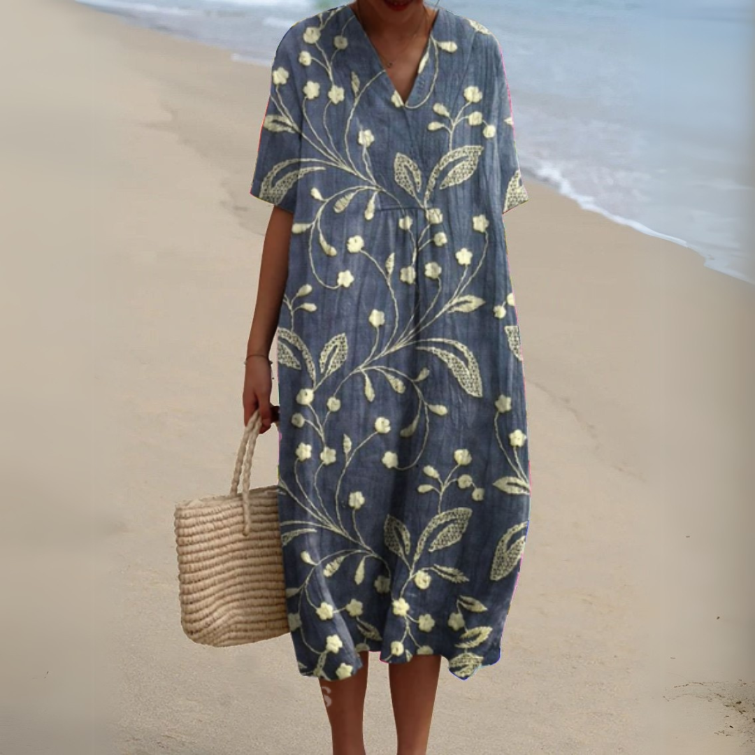 Effortless Flowy Floral Mini Dress for Women with V Neck