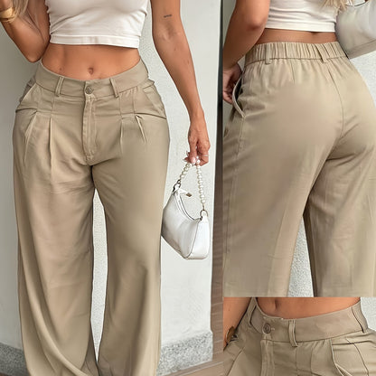 Elegant Wide Leg Trousers for Women with High Waist Pleated Tailored Style