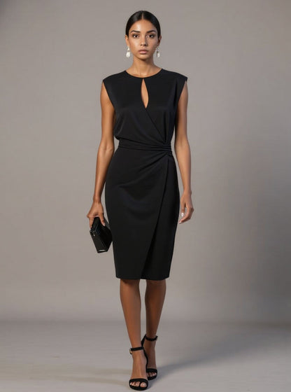 Stylish Mini Dress for Women with Round Neck Cap Sleeve