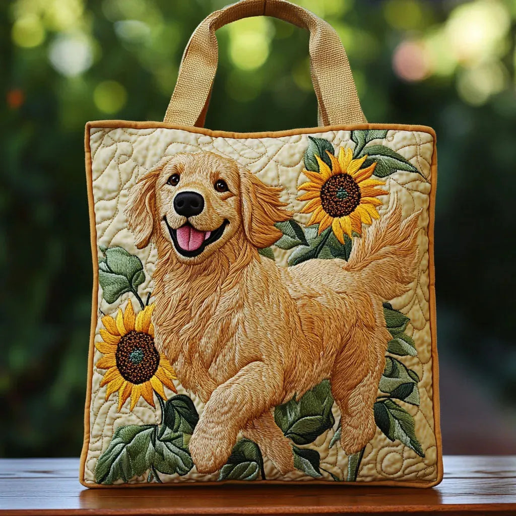 Stylish Brown Floral Tote Bag for Women with Dog Design