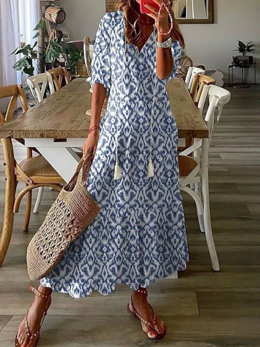 Elegant Mini Dress for Women with V Neck Vintage