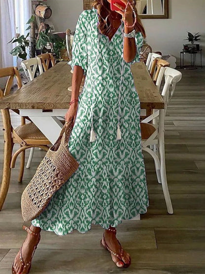 Elegant Mini Dress for Women with V Neck Vintage