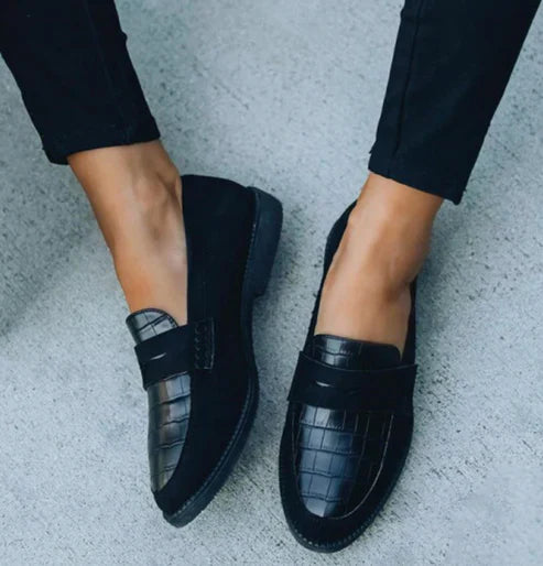 Comfortable Black Loafers for Women with Orthopedic Slip On Cushioned Style