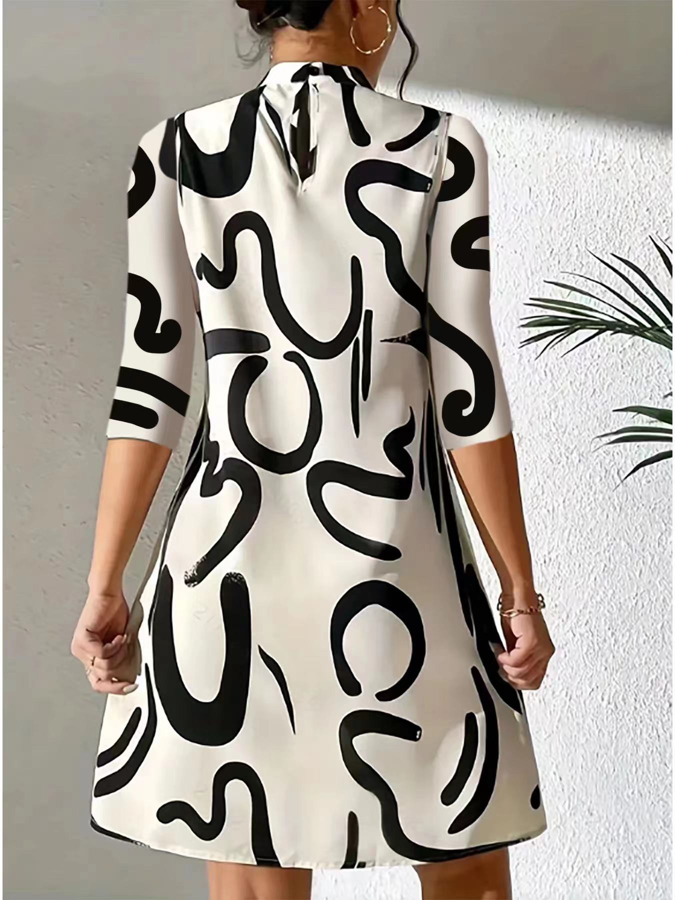 Elegant Dress for Women with Round Neck Elbow Sleeve