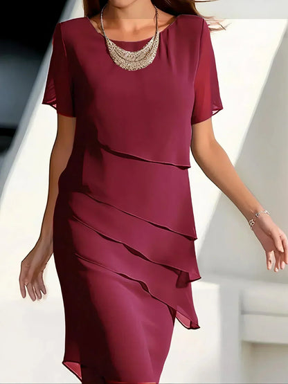 Stylish Dress for Women with Short Sleeve Layered